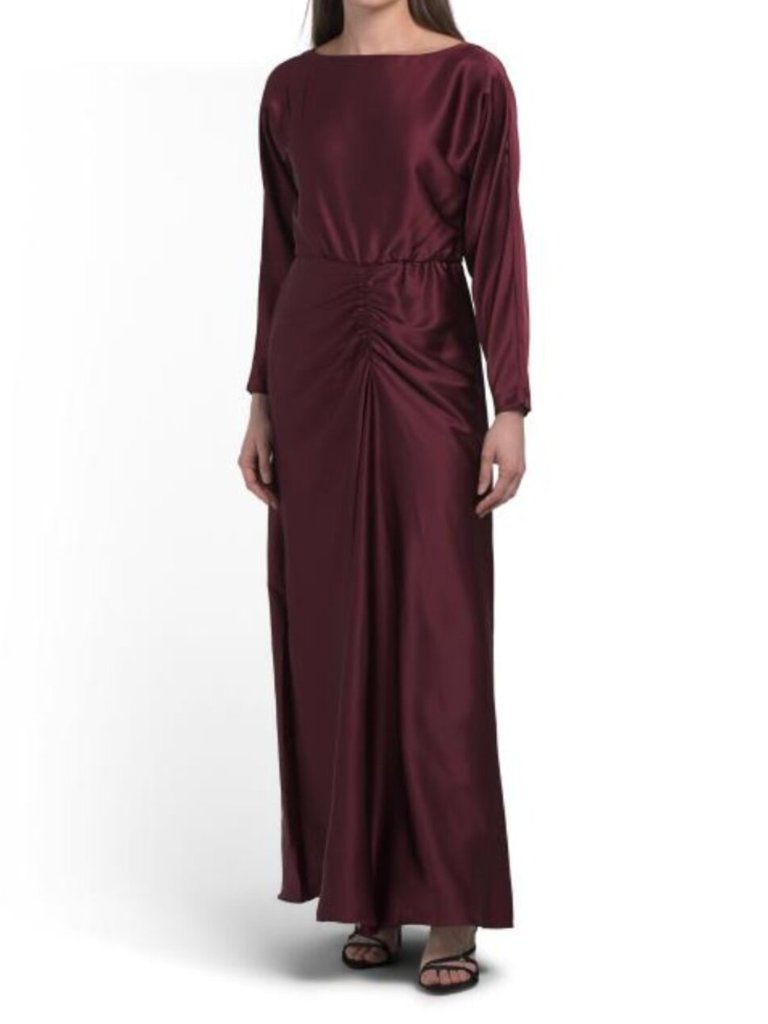 Julia Jordan Satin Ruched Front Gown